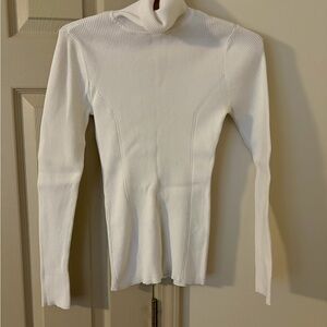 White House Black Market White Ribbed Turtle Neck